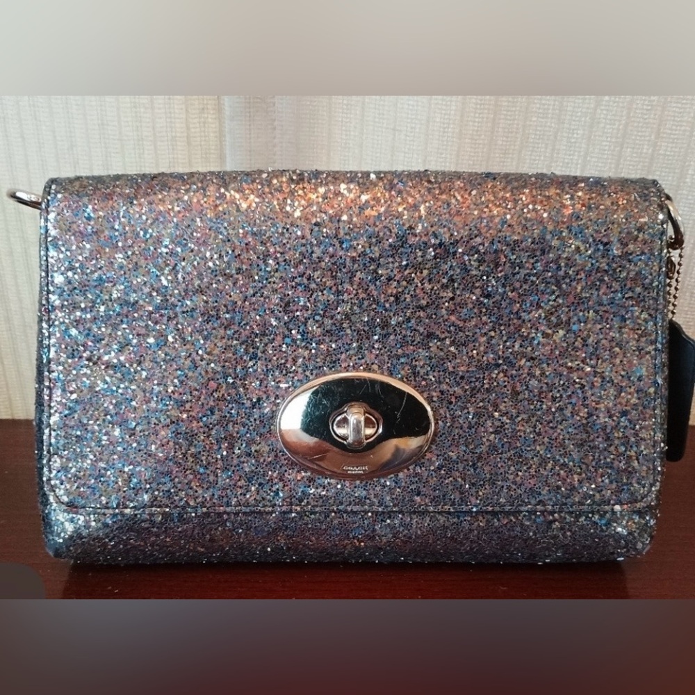 Coach Sparkle Crossbody Bag in Silver and Blue - Picture 1 of 6